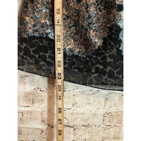 Elie Tahari Top Womens Medium Black All Over Sequin Animal Print Shimmer Career - Picture 10 of 14
